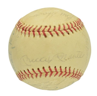 1952 World Series Champion NY Yankees Team Signed Baseball (20 Signatures)Including Mantle and Maris 